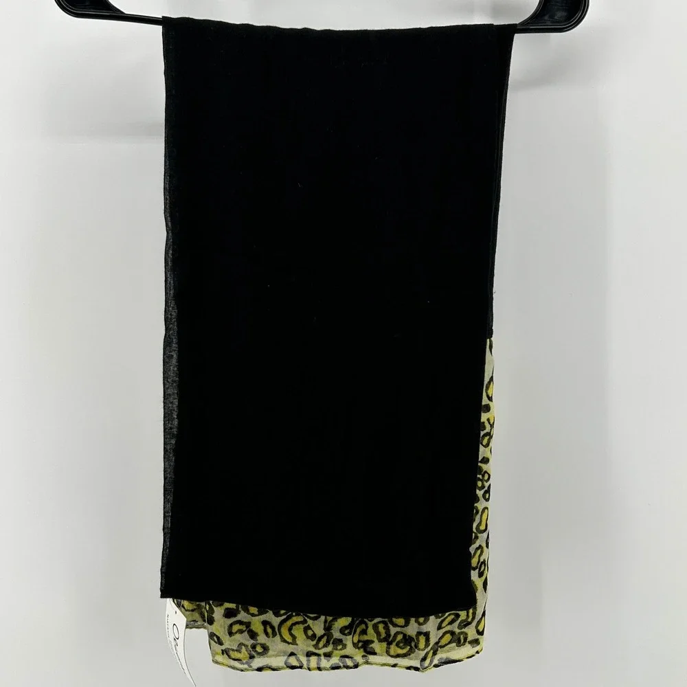 Olsenboye Mary-Kate & Ashley‎ Black Yellow Leopard Scarf NWT O/S Colorblock Y2K